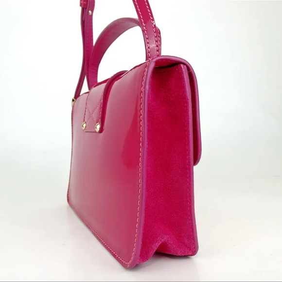AUTH JIMMY CHOO 2way Handbag Suede Patent Leather RARE Barbie Pink - Picture 6 of 13
